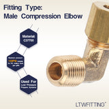 LTWFITTING 3/16-Inch OD x 1/8-Inch Male NPT 90 Degree Compression Elbow,Brass Compression Fitting (Pack of 30)