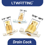 LTWFITTING Assortment Kit 1/8" 1/4" 3/8" NPT Male New Brass Drain Cock Set (Pack of 25)