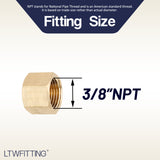 LTWFITTING Lead Free Brass Pipe Cap Fittings 3/8 Inch Female NPT Air Fuel Water (Pack of 25)