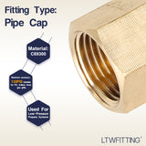 LTWFITTING Lead Free Brass Pipe Cap Fittings 3/8 Inch Female NPT Air Fuel Water (Pack of 500)