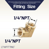 LTWFITTING Lead Free Brass Pipe Fitting 90 Deg 1/4 Inch Female NPT Elbow Air Fuel Water(Pack of 5)