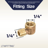 LTWFITTING Lead Free Brass Pipe 90 Deg 1/4 Inch NPT Street Elbow Forged Fitting (Pack of 25)