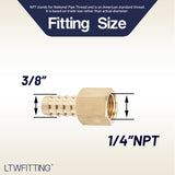 LTWFITTING Lead Free Brass Fitting Coupler/Adapter 3/8 Inch Hose Barb x 1/4 Inch Female NPT Fuel Gas Water (Pack of 25)