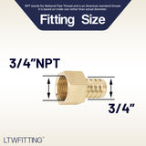 LTWFITTING Lead Free Brass Fitting Coupler/Adapter 3/4 Inch Hose Barb x 3/4 Inch Female NPT Fuel Gas Water (Pack of 150)