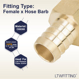 LTWFITTING Lead Free Brass Fitting Coupler/Adapter 3/4 Inch Hose Barb x 3/4 Inch Female NPT Fuel Gas Water (Pack of 150)