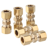 LTWFITTING Lead Free 3/8-Inch OD Compression Union, Brass Compression Fitting (Pack of 5)