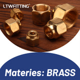 LTWFITTING Assortment Kit Tube OD 1/4" 5/16" 3/8" 1/2" 3/4" 5/8" Brass Flare Short Forged Nut Set(Pack of 30)