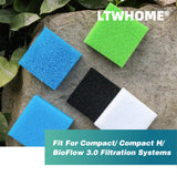 LTWHOME Value Pack of Fine Filters, Carbon Filters, Coarse Filters, Medium Foam Filters and Poly Filters Set Fit for Juwel Compact/BioFlow 3.0/ M (Pack of 74)