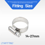 LTWFITTING 14-27mm Stainless Steel 316 Hose Clamp, Adjustable Worm Gear Clamps for Automotive Radiator Fuel Line Plumbing Intercooler and Mechanical Applications (Pack of 30)