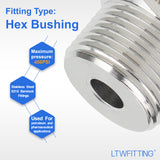 LTWFITTING Bar Production Stainless Steel 316 Pipe Hex Bushing Reducer Fittings 3/4 Inch Male x 1/8 Inch Female NPT Fuel Water Boat (Pack of 100)