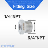 LTWFITTING Bar Production Stainless Steel 316 Pipe Hex Bushing Reducer Fittings 3/4 Inch Male x 1/4 Inch Female NPT Fuel Water Boat (Pack of 5)