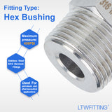 LTWFITTING Bar Production Stainless Steel 316 Pipe Hex Bushing Reducer Fittings 3/4 Inch Male x 1/4 Inch Female NPT Fuel Water Boat (Pack of 100)