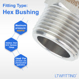 LTWFITTING Bar Production Stainless Steel 316 Pipe Hex Bushing Reducer Fittings 3/4 Inch Male x 1/2 Inch Female NPT Fuel Water Boat (Pack of 25)