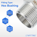 LTWFITTING Bar Production Stainless Steel 316 Pipe Hex Bushing Reducer Fittings 1 Inch Male x 1/4 Inch Female NPT Fuel Water Boat (Pack of 5)