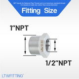 LTWFITTING Bar Production Stainless Steel 316 Pipe Hex Bushing Reducer Fittings 1 Inch Male x 1/2 Inch Female NPT Fuel Water Boat (Pack of 5)