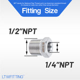 LTWFITTING Class 3000 Stainless Steel 316 Pipe Hex Bushing Reducer Fittings 1/2 Inch Male x 1/4 Inch Female NPT (Pack of 5)