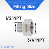 LTWFITTING Bar Production Stainless Steel 316 Pipe Fitting 3/4 Inch Female x 1/2 Inch Male NPT Adapter Air Fuel Water (Pack of 25)