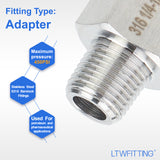 LTWFITTING Bar Production Stainless Steel 316 Pipe Fitting 1/4 Inch Female x 1/8 Inch Male NPT Adapter Air Fuel Water (Pack of 600)