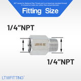 LTWFITTING Bar Production Stainless Steel 316 Pipe Fitting 1/4 Inch Female x 1/4 Inch Male NPT Adapter Air Fuel Water (Pack of 5)