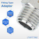 LTWFITTING Bar Production Stainless Steel 316 Pipe Fitting 1/4 Inch Female x 1/4 Inch Male NPT Adapter Air Fuel Water (Pack of 5)