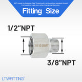 LTWFITTING Bar Production Stainless Steel 316 Pipe Fitting 1/2 Inch Female x 3/8 Inch Male NPT Adapter Air Fuel Water (Pack of 5)