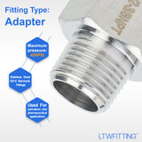 LTWFITTING Bar Production Stainless Steel 316 Pipe Fitting 1/2 Inch Female x 3/8 Inch Male NPT Adapter Air Fuel Water (Pack of 300)