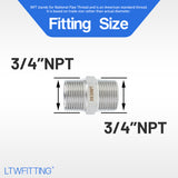 LTWFITTING Bar Production Stainless Steel 316 Pipe Hex Nipple Fitting 3/4 Inch Male NPT Water Boat (Pack of 100)