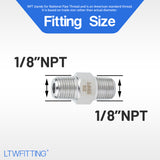 LTWFITTING Class 3000 Stainless Steel 316 Pipe Hex Nipple Fitting 1/8 Inch Male NPT Air Fuel Water (Pack of 25)