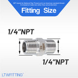 LTWFITTING Class 3000 Stainless Steel 316 Pipe Hex Nipple Fitting 1/4 Inch Male NPT Air Fuel Water (Pack of 5)