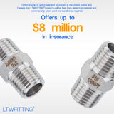 LTWFITTING Class 3000 Stainless Steel 316 Pipe Hex Nipple Fitting 1/4 Inch Male NPT Air Fuel Water (Pack of 300)