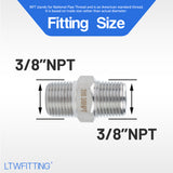 LTWFITTING Class 3000 Stainless Steel 316 Pipe Hex Nipple Fitting 3/8 Inch Male NPT Air Fuel Water (Pack of 200)