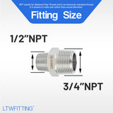 LTWFITTING Bar Production Stainless Steel 316 Pipe Hex Reducing Nipple Fitting 3/4 Inch x 1/2 Inch Male NPT Water Boat (Pack of 25)