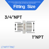 LTWFITTING Bar Production Stainless Steel 316 Pipe Hex Reducing Nipple Fitting 1 Inch x 3/4 Inch Male NPT Water Boat (Pack of 100)