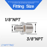 LTWFITTING Bar Production Stainless Steel 316 Pipe Hex Reducing Nipple Fitting 3/8 Inch x 1/8 Inch Male NPT Water Boat (Pack of 500)