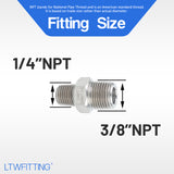 LTWFITTING Class 3000 Stainless Steel 316 Pipe Hex Reducing Nipple Fitting 3/8 Inch x 1/4 Inch Male NPT (Pack of 5)