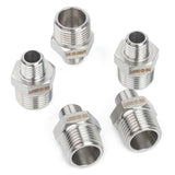 LTWFITTING Bar Production Stainless Steel 316 Pipe Hex Reducing Nipple Fitting 1/2 Inch x 1/4 Inch Male NPT Water Boat (Pack of 5)