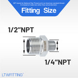 LTWFITTING Bar Production Stainless Steel 316 Pipe Hex Reducing Nipple Fitting 1/2 Inch x 1/4 Inch Male NPT Water Boat (Pack of 300)