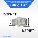 LTWFITTING Bar Production Stainless Steel 316 Pipe Hex Reducing Nipple Fitting 1/2 Inch x 3/8 Inch Male NPT Water Boat (Pack of 300)