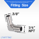 LTWFITTING 90 Degree Elbow Stainless Steel 316 Barb Fitting 3/8 Inch ID Hose x 1/4 Inch Male NPT Air Gas (Pack of 500)