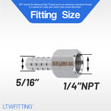 LTWFITTING Bar Production Stainless Steel 316 Barb Fitting Coupler 5/16 Inch Hose ID x 1/4 Inch Female NPT Air Fuel Water (Pack of 25)