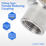 LTWFITTING Bar Production Stainless Steel 316 Pipe Fitting 1/4 Inch x 1/8 Inch Female NPT Reducing Coupling Water Boat (Pack of 5)