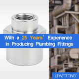 LTWFITTING Bar Production Stainless Steel 316 Pipe Fitting 3/8 Inch x 1/8 Inch Female NPT Reducing Coupling Water Boat (Pack of 5)