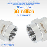 LTWFITTING Bar Production Stainless Steel 316 Pipe Fitting 3/4 Inch Female NPT Coupling Water Boat (Pack of 25)