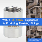 LTWFITTING Bar Production Stainless Steel 316 Pipe Fitting 1/4 Inch Female NPT Coupling Water Boat (Pack of 25)