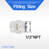 LTWFITTING Bar Production Stainless Steel 316 Pipe Fitting 1/2 Inch Female NPT Coupling Water Boat (Pack of 25)