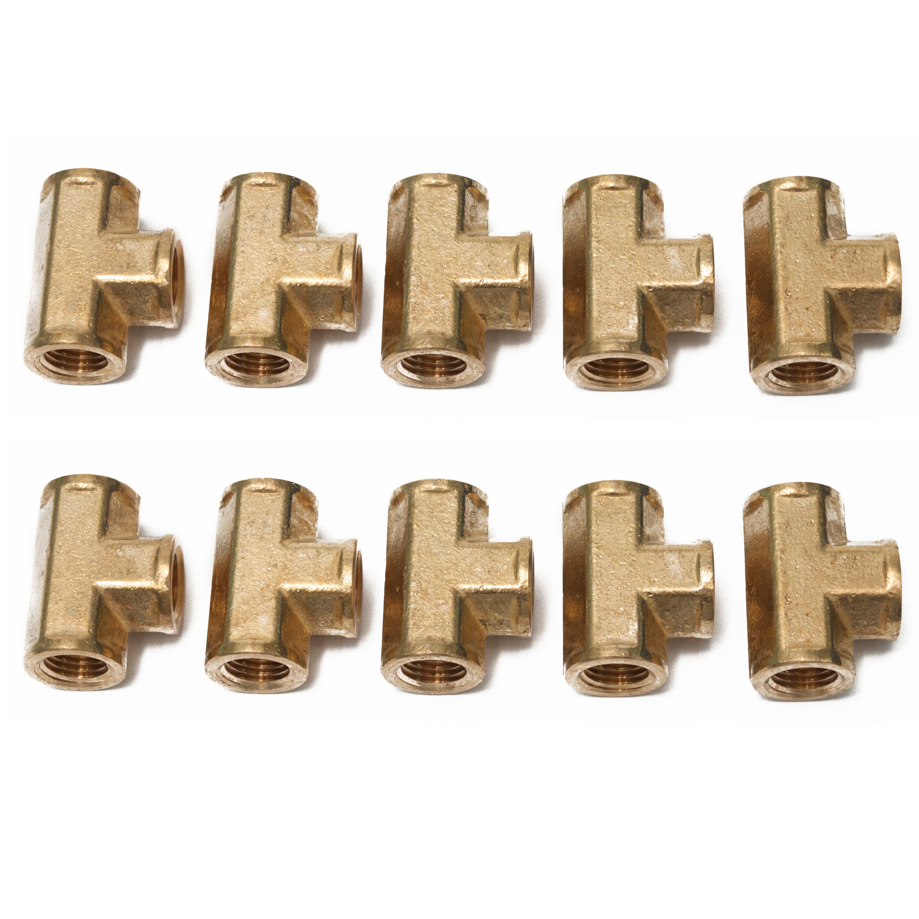 LTWFITTING Brass Pipe Fitting 1/4 Inch Female NPT Thread Tee Fuel
