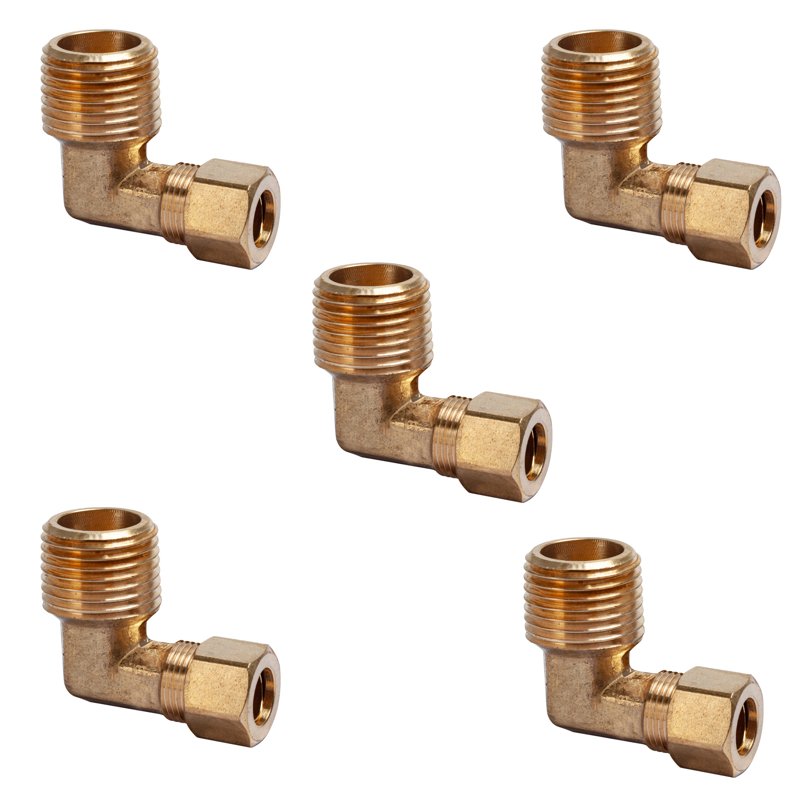 LTWFITTING Brass 5/16-Inch OD x 3/8-Inch Male NPT Compression Connector  Fitting(Pack of 5)